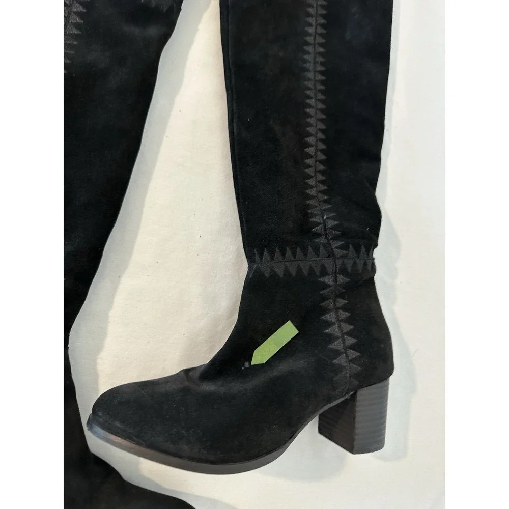 Coconuts By Matisse Moon Black Over Knee Boot Suede Embroidered Size 8.5 Boho